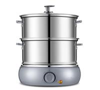 Olla eléctrica para huevos de acero inoxidable 304, 9 huevos, vaporera con gran capacidad, para pan de huevo suave, medio, duro, escalfado y natilla,Grey-Doublelayer