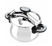 BRA New Star Olla Express de puente 6 Litros, Fabricada en Acero Inoxidable 18/10, Con 2 Sistemas de Seguridad a Presión y Sistema de Bloqueo de Apertura, Apta para Todo Tipo de Cocinas