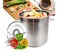 Olla extra gruesa de acero inoxidable 201, ollas de cocina grandes, resistentes de grado comercial, olla de inducción de acero inoxidable con tapa y asa para estufas, para guisos, mariscos, 50 x 50 cm