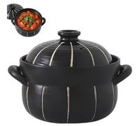 Olla for estofado de cazuela de arcilla con doble tapa de estilo japonés, olla de terracota resistente al calor for el hogar for cocción lenta, preparación de sopa y cocina casera