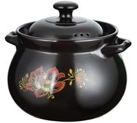 Olla for estofado de cerámica - Tazón de sopa de cazuela redonda con tapa Arcilla for cocinar for sopas y guisos Loza duradera for rústico(3.2L)