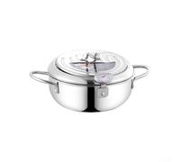 Olla freidora con tapa y estante de goteo de aceite extraíble, equipada con termómetro de temperatura para un control preciso de cocción, hecha de acero inoxidable (201 + 20 cm)