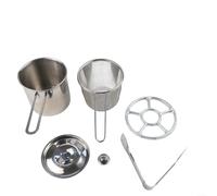 Olla freidora de acero inoxidable con cesta coladora y tapa de vidrio templado, 12 cm de ancho, acero 304 de grado alimenticio para estufa (gas/inducción/halógena), olla multiusos para pasta (C)