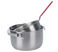 Olla freidora de acero inoxidable con cesta - Olla freidora de 2, 4 L con mango resistente al calor para pescado, alitas de pollo y reuniones al aire libre Pescado y cesta