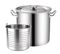 Olla freidora de pavo de 27/45/63 cuartos de galón, olla para cangrejos de río, olla de acero inoxidable para hervir, olla para sopa con colador y tapa para cocinar al aire libre y en casa. 63 c