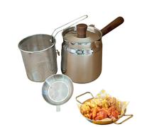 Olla Freidora - Utensilio De Cocina De Acero Inoxidable De Gran Capacidad Con Cesta Y Colador,Freidora para Hornillo | para Cocina Hogar Acampada Parrilla Cocinar Panceta Papas Fritas Pescado Maíz