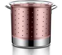 Olla grande de acero inoxidable con colador y tapa - 27/45/63 cuartos de galón, para hervir cangrejos y mariscos, freidora de pavo profunda, cubo para sopa, para uso comercial al aire libre, 63
