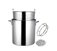 Olla grande de acero inoxidable de 5 piezas (27/45/63 cuartos de galón), para cangrejos de río, mariscos, freidora de pavo profunda, con colador, agarraderas y hojas antiadherentes para cocinar a