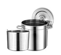 Olla grande de acero inoxidable para hervir cangrejos y mariscos con colador, olla pesada para freír pavos, cangrejos de río, almejas, vaporera para cocinar al vapor, hervir, enlatar y conservar
