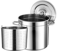 Olla grande de acero inoxidable para hervir cangrejos y mariscos, con colador, olla pesada para freír pavos, cangrejos de río y almejas, vaporera para cocinar al vapor, hervir, enlatar y conserv