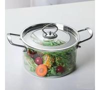 Olla grande de vidrio for cocinar a fuego lento, resistente al calor, de borosilicato, for cocinas domésticas, restaurantes, utensilios de cocina, estufas y lavavajillas.(2.5L)