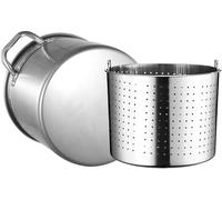 Olla grande para hervir cangrejo y mariscos con cesta y tapa, olla de acero inoxidable resistente para cocinar tamales al vapor, langosta, camarones, cangrejos, 30 litros