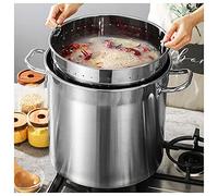 Olla grande para hervir mariscos y cangrejos de río, olla de acero inoxidable con cesta coladora y tapa, versátil freidora de pavo y vaporizador de pasta para el hogar y al aire libre