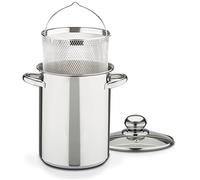 Olla GSW 643160, para espárragos, con pieza insertada y tapa de cristal, acero inoxidable, plateada, 16 cm