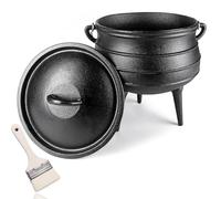 Olla Holandesa De Hierro Fundido, Caldero Con Tapa, Asa, Cepillo Para Aceite, Olla Para Cocinar Al Aire Libre Y En Interiores, Negro(8L)