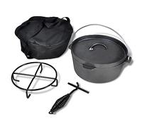 Olla Holandesa De Hierro Fundido Con Accesorios, Para Guisos Y Asados, Dutch Oven, Crock-Pot, Olla Sopera, Cacerolas De Cocina, Apto Para Hogar Y Viaje, 4.2 L Negro