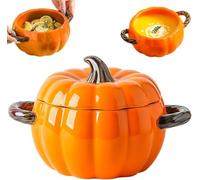 Olla Holandesa De Hierro Fundido Con Tapa Y Asa Doble,0.4/0.8/1.7L Cuenco De Calabaza,Olla Para Estofado Para Guisos,Cazuelas Y Como Regalo Decorativo Para Halloween Y Acción De Gracias A,Small
