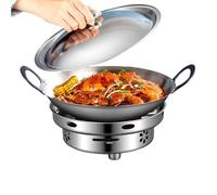 Olla Inoxidable,Juego De Cocina Plegable Y Portátil con Hornillo | Cacerola de Acero Inoxidable para Derretir con Tapa,para Uso en Hogar, Mesa, Acampada, Picnic, Cocina, Hotel y