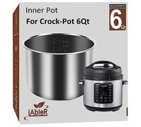 Olla interior para olla de 6 cuartos de galón, olla de repuesto de acero inoxidable para Crock-Pot de 6 cuartos de galón, olla a presión de 6 cuartos de galón 2100467, accesorios