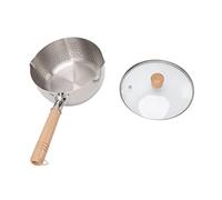 Olla Japonesa Antiadherente 20cm con Tapa y Mango de Madera - Acero Inoxidable Durable, Fácil Limpieza para Cocina Hogar
