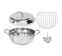 Olla japonesa Tempura de 28 cm, sartén de acero inoxidable 201, con termómetro y estante para filtro de aceite, control preciso de temperatura, fácil drenaje de aceite, ideal para cocinar en casa