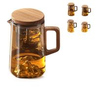 Olla mágica con infusor de té, tetera de vidrio mágico de brujería creativa, para té de hojas sueltas, boquilla sin goteo, infusor fácil de limpiar (gris, 750 ml)