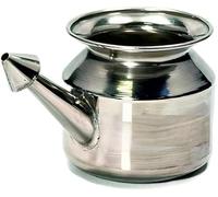 Olla Neti de acero inoxidable plateada Jal Neti Lota con larga durabilidad y diseño ergonómico - 350 ml
