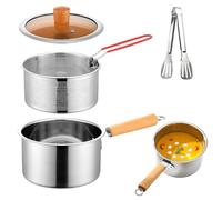 Olla Para Freír Con Cesta | Cacerola Freidora con Cesta - Colador de Aceite Acero Inoxidable para Cocina Pescado Marisco Pescado Camarón