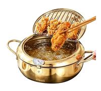 Olla para freír de acero inoxidable con pinza | Freidora de patatas fritas para patatas fritas, patatas fritas, mariscos, hogar, apartamento, barbacoa, reunión, cocina