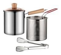 Olla para freír olla para freír de acero inoxidable de 3 litros con cesta coladora y asa freidora con tapa visible y p
