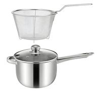 Olla para freír, utensilios de cocina de gran capacidad con mango largo, olla freidora con canasta, para estufa de inducción, hogar, restaurante, camping, papas fritas, pollo, mariscos, sopa