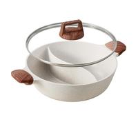 Olla Para Hot Pot Con Separador De Doble Sabor Y Tapa De Vidrio, Olla De Cocción Antiadherente De Doble Compartimento, Ideal Para Shabu-Shabu, Utensilio De Cocina Apto Para Placas De Inducción(32cm)