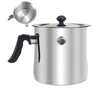 Olla para leche de 1,5 l con tapa y silbato, olla a fuego lento de doble pared, olla para leche con vertedor, apta para baño maría e inducción (acero inoxidable)