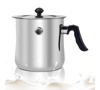Olla para leche de doble pared para inducción, 1,5 L, acero inoxidable, olla para baño de agua, olla con tapa y silbido, olla a fuego lento para leche, salsas, cocinas de gas e inducción