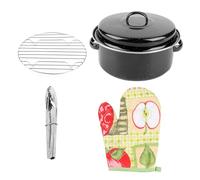 Olla para parrilla de barbacoa portátil Sartén para barbacoa con tapa Material esmaltado de alta calidad para el hogar Picnic para acampar al aire libre 22x22x10 cm Incluye