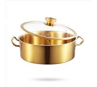 Olla para shabu-shabu de Acero Inoxidable 304 con Separador y Tapa - 26 cm, Apta para cocinas de inducción, cocinas de Gas y arroceras - Incluye cucharón - Ideal para Comidas Familiares.