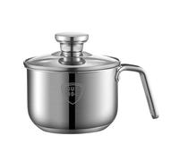 Olla pequeña cacerola de acero inoxidable con tapa de vidrio gruesa, portátil, ligera, multifuncional, para el hogar, cocina, camping, viajes, acero inoxidable 304, 700 g