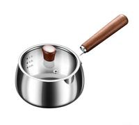 Olla pequeña de acero inoxidable de 0,6 L para comida de bebé, cacerola extra con borde de vertido y tapa de vidrio, base multicapa para un calentamiento uniforme (plateado1)