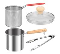 Olla pequeña freidora de 1,5 L con asa y cesta coladora, mini freidoras portátil para cocinar alimentos, utensilio de acero inoxidable 304 para freír pescado, camarones, pollo y papas fritas (con