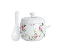 Olla PequeñA Olla pequeña de cerámica for estofado con tapa, tazón for sopa al vapor, taza humeante for la cocina del hogar, natillas, hierbas medicinales, tónico de nido de pájaro(Pattern 2)