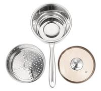 Olla pequeña para sopa y verduras, 1 juego de olla de vapor doméstica, olla de vapor de acero inoxidable, kit de olla de vapor de metal para regalo, cacerola de acero inoxidable, comida coreana