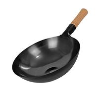 Olla Pesada de Hierro Fundido de 16 Pulgadas, Wok de Fondo Redondo de Hierro Fundido, Estilo Antiguo, Hecho a Mano, Grueso, sin Revestimiento, Color Negro
