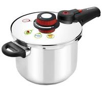 MONIX Selecta Olla a presión rápida 6 litros con Sistema de selección de Alimentos y Cierre automático, Acero Inoxidable 18/10, Gris, 22 cm