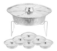 Olla Redonda de Papel de Aluminio de 2100ml con Tapa y Rejilla | Hierro y Tinfoil, Ligera para Transporte Fácil, Limpieza sin Desorden, para Barbacoa y Recibir Invitados