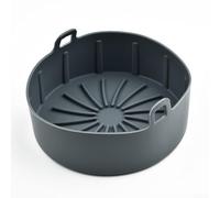Olla sin silicona para cesta de freidora de aire, resistente al calor y apto para lavavajillas, diseñada con circulación de aire para mejorar el sabor de los alimentos (gris)