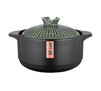 Olla sopera artesanal de cerámica resistente al calor con doble asa para guisos, sopas y fideos, color verde, 3,2 l