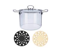 Olla sopera de cristal con tapa, olla de cristal transparente, 3,5 L