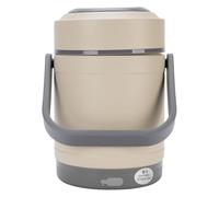 Olla térmica de 2 L, olla portátil USB para camping con tapa hermética, olla térmica al vacío de acero inoxidable, contenedor de comida de viaje plegable y aislante (Beige)