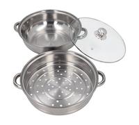 Olla vaporera de acero inoxidable de 28 cm y 2 capas con asa, olla de cocción con rejilla para cocinar sobre la estufa, distribución uniforme del calor, utensilios de cocina resist