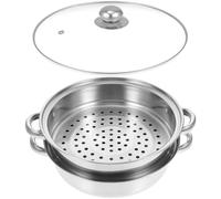 Olla Vaporera de Acero Inoxidable de Doble Capa Tapa | Cocción Uniforme, Drenaje Rápido y Retención de Nutrientes, para Maíz y Dumplings en Familia